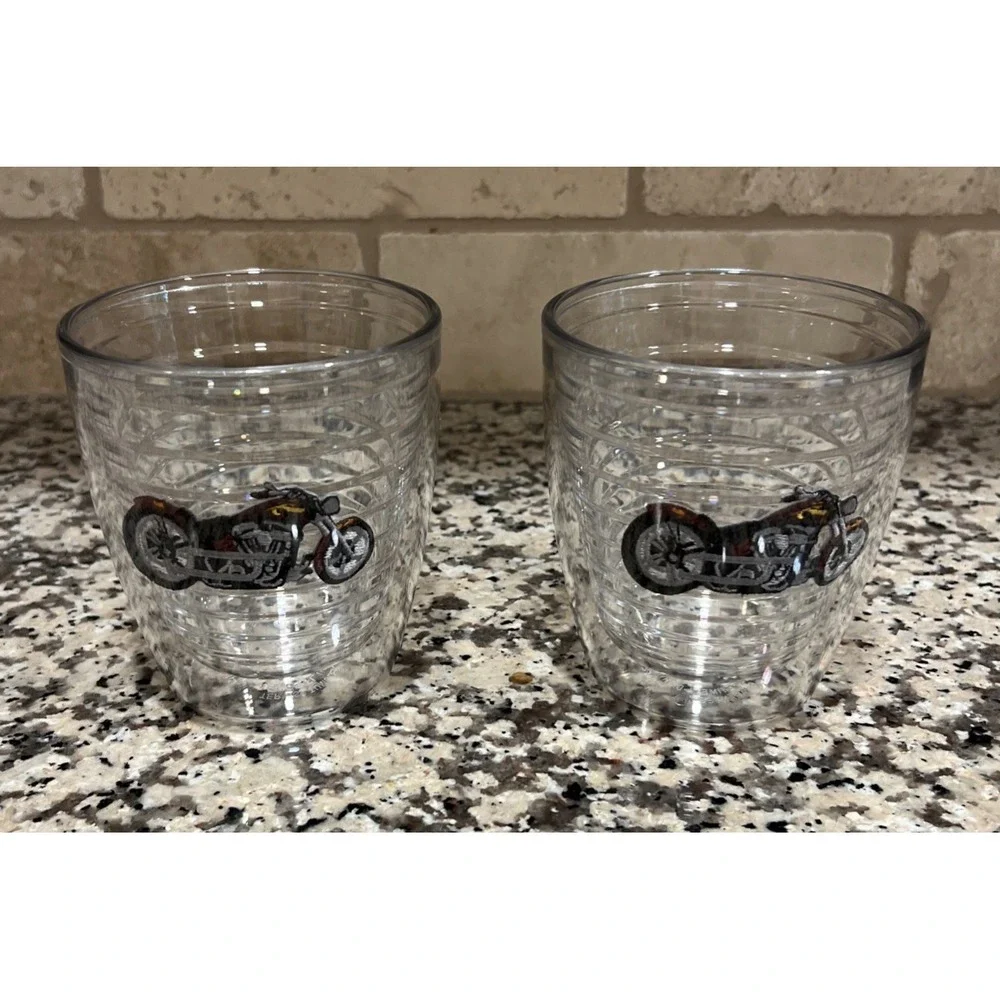 Set Of 2 Tervis Tumblers Dbl Wall 12 oz Harley Davidson Motorcycle Patch Lowball